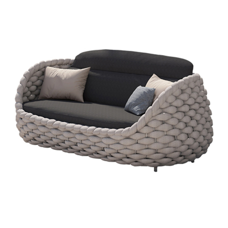 Sofá de ocio al aire libre Villa Patio al aire libre Jardín a prueba de lluvia Sofá redondo de cuerda Combinación Balcón Muebles creativos