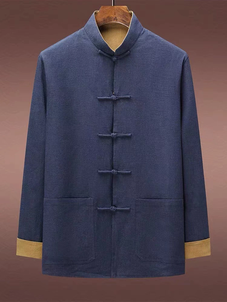 Элитная двусторонняя куртка, Hanfu, китайский стиль, для среднего возраста