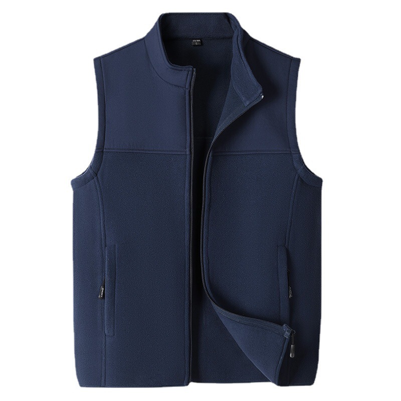 Men's Vest Cardigan Spring and Autumn Sleeveless Fleece Vest Plus Size Outdoor Sports Fleece Vest Jacket