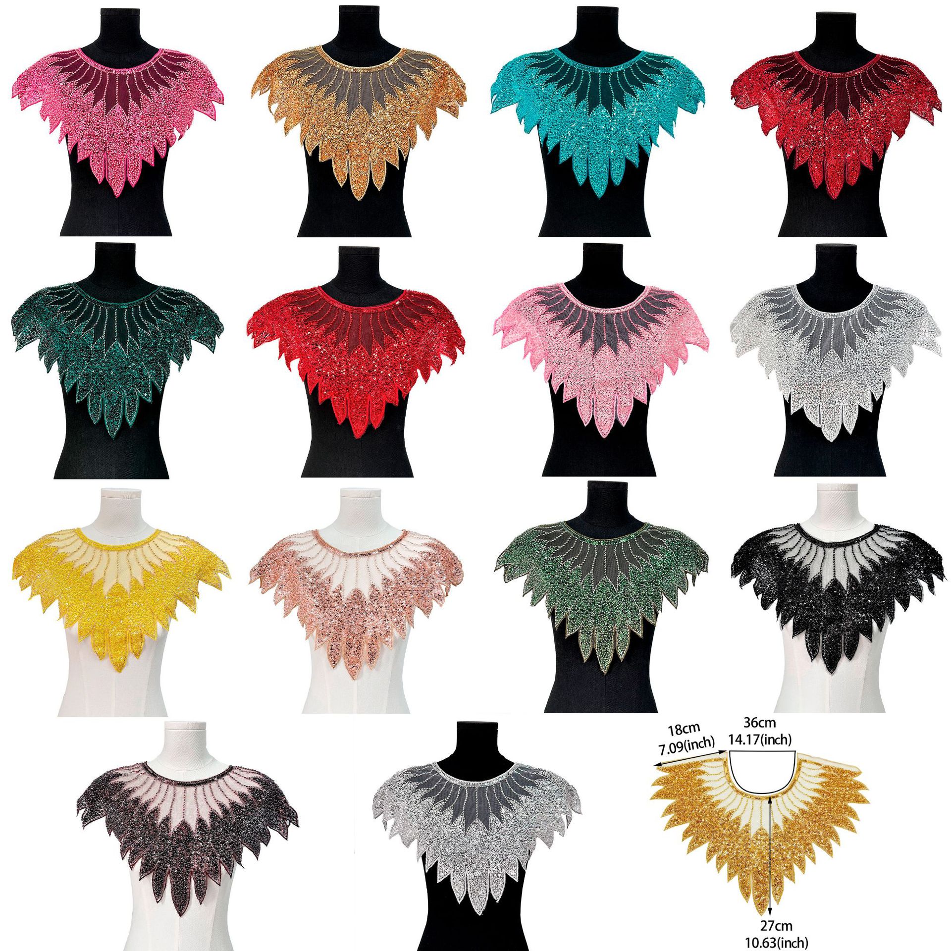 Fabricación pesada bordada malla frontal pecho sequin de perlas bordadas calcomanías vestido de mujer rendimiento vestido accesorios de encaje image 4