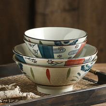 仿古宽口面碗喇叭汤碗陶瓷商用拉面碗日式斗笠碗家用吃饭碗蒸菜碗
