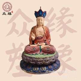 极彩背光地藏菩萨像图片大全 树脂材质金蝉子 谛听地藏菩萨佛像