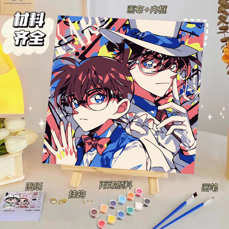 Pintura al óleo digital de bricolaje, dibujos animados para niños, pinturas para colorear hechas a mano, lindos puestos de animación curativos, comercio exterior transfronterizo