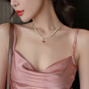 Building blocks, red necklace from pearl, zirconium, chain for key bag , small particles, micro incrustation, internet celebrity