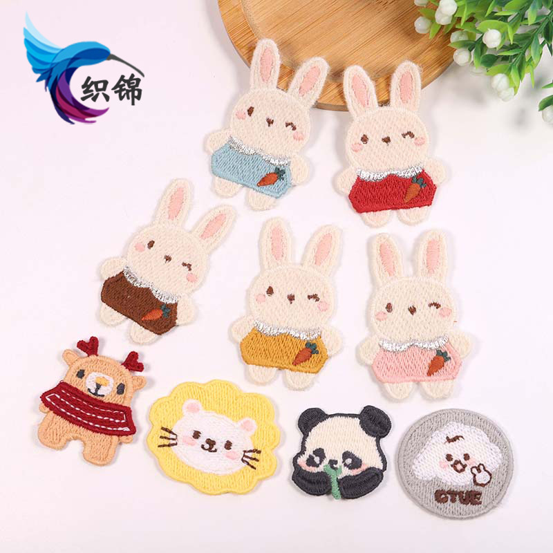 厂家热销儿童服装辅料羽绒服补丁贴装饰 手工diy可爱兔子刺绣布贴