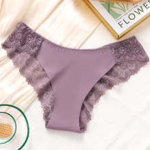 跨境专供欧美女士蕾丝性感低腰蕾丝外贸三角大码半包臀无痕内裤女