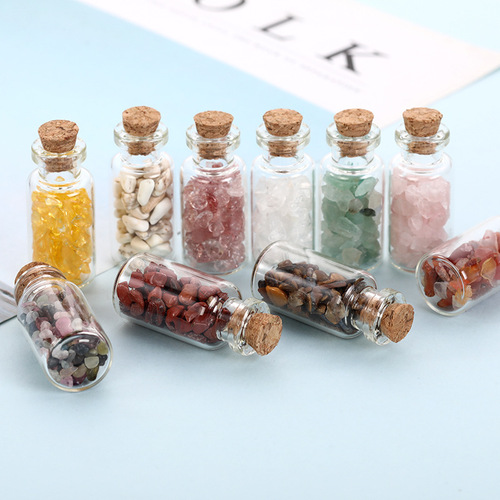 Cross-border natural crystal drift bottle colorful gravel wishing bottle agate fragrance bottle mini perfume bottle foreign trade wholesale