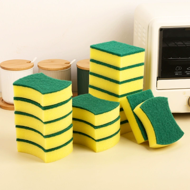 Scrub Sponge — Dual-Layer Sponge with Scouring Pad, 10×7×3 cm, single & multi-pack options
