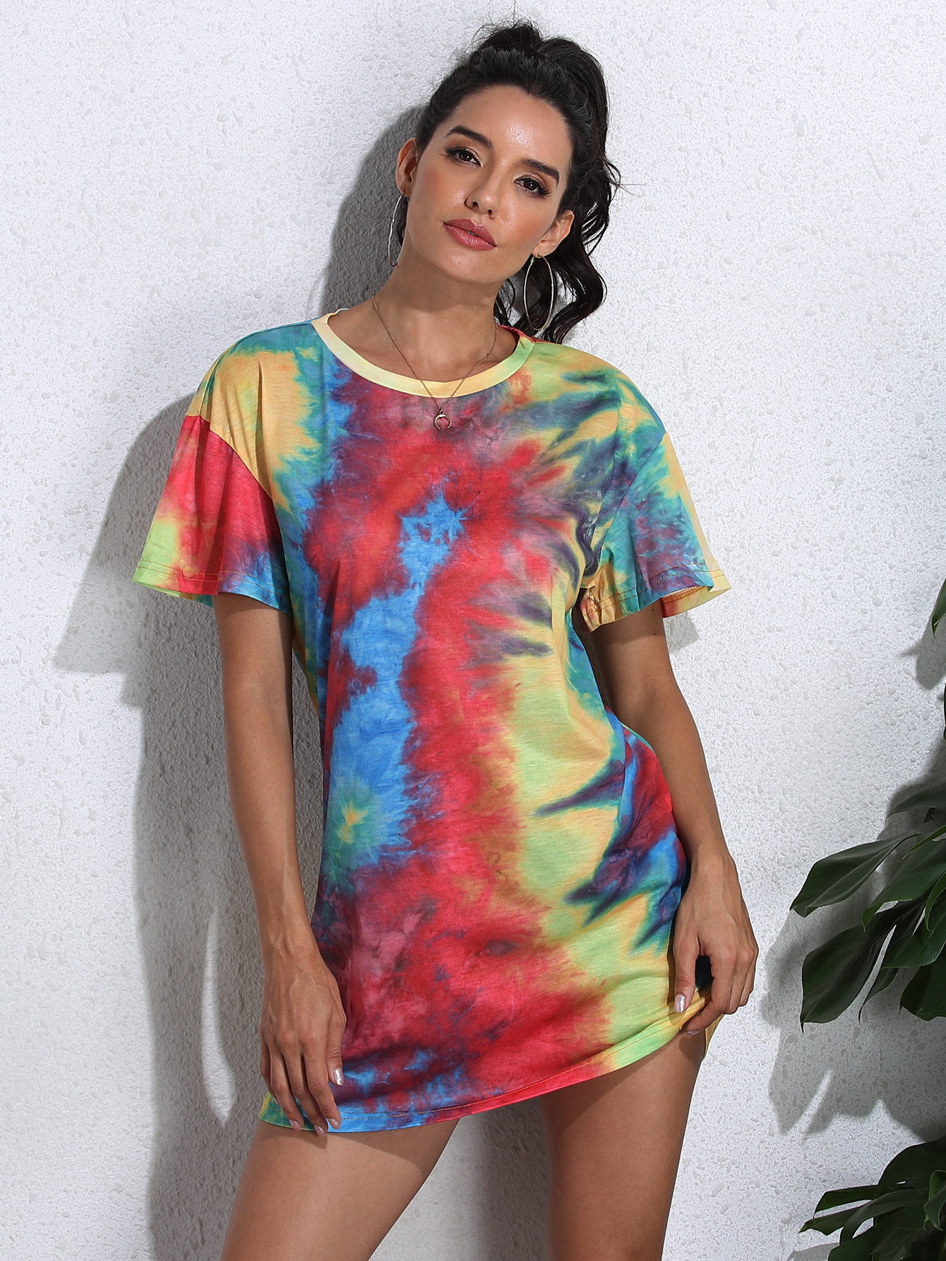 graffiti long T-shirt dress  NSGHY43746