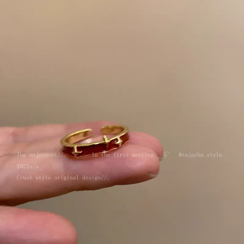 双层红色星星戒指女ins小众设计感开口可调节指环个性百搭食指戒|undefined