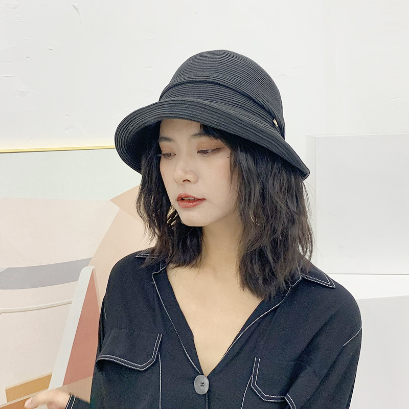 Simple Folded Front Long Back Short Straw Hat Elegant Sunshade Basin Hat display picture 2