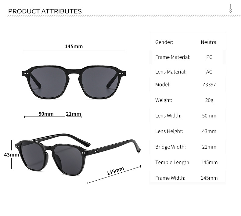 40g Weight UV400 Protection Lens Material Outdoor, Travel, Party, Fishing Occasion Women'S, Men'S, Unisex Gender Fashion Style Grey, White, Transparent, Yellow, Black Color Fashion UV400 Protection Women's Sunglasses 1