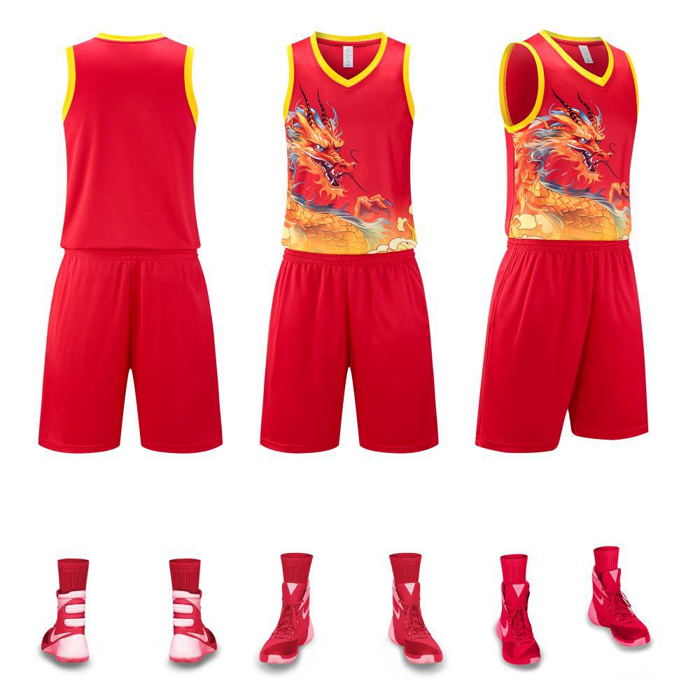 Traje de traje de barco dragón con patrón de dragón de secado rápido Camiseta sin mangas Chaleco de uniforme de baloncesto Equipo 2025 nuevo traje deportivo masculino