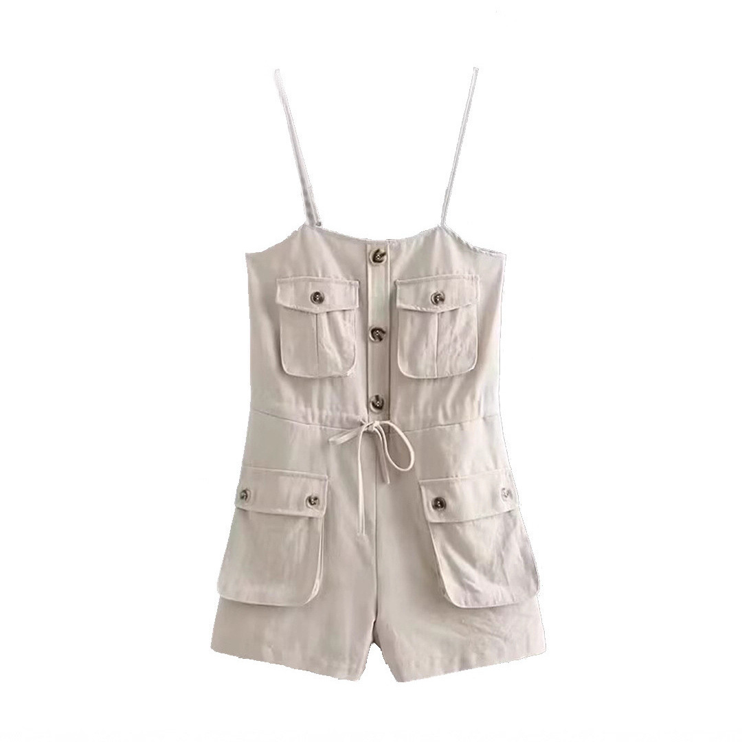 Cross-border women's clothing 2026 summer new style European and American style casual fashion three-dimensional pocket jumpsuit