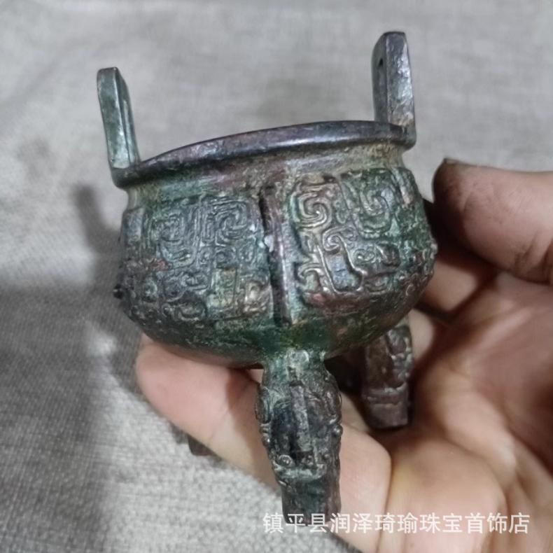 古玩杂项复古工艺品桌面摆饰仿古三足鼎青铜器铜器铜鼎摆件