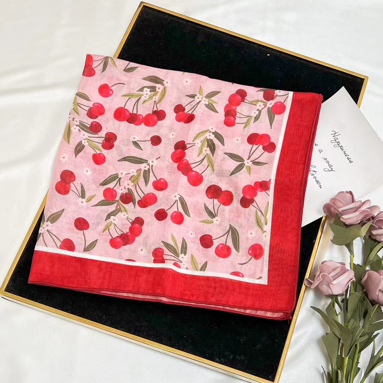 60g Weight Kerchief Classification Daily Occasion cotton and linen Material Flower Pattern Summer Season Women's Gender IG Style Style Women's IG Style Flower Cotton And Linen Kerchief 118
