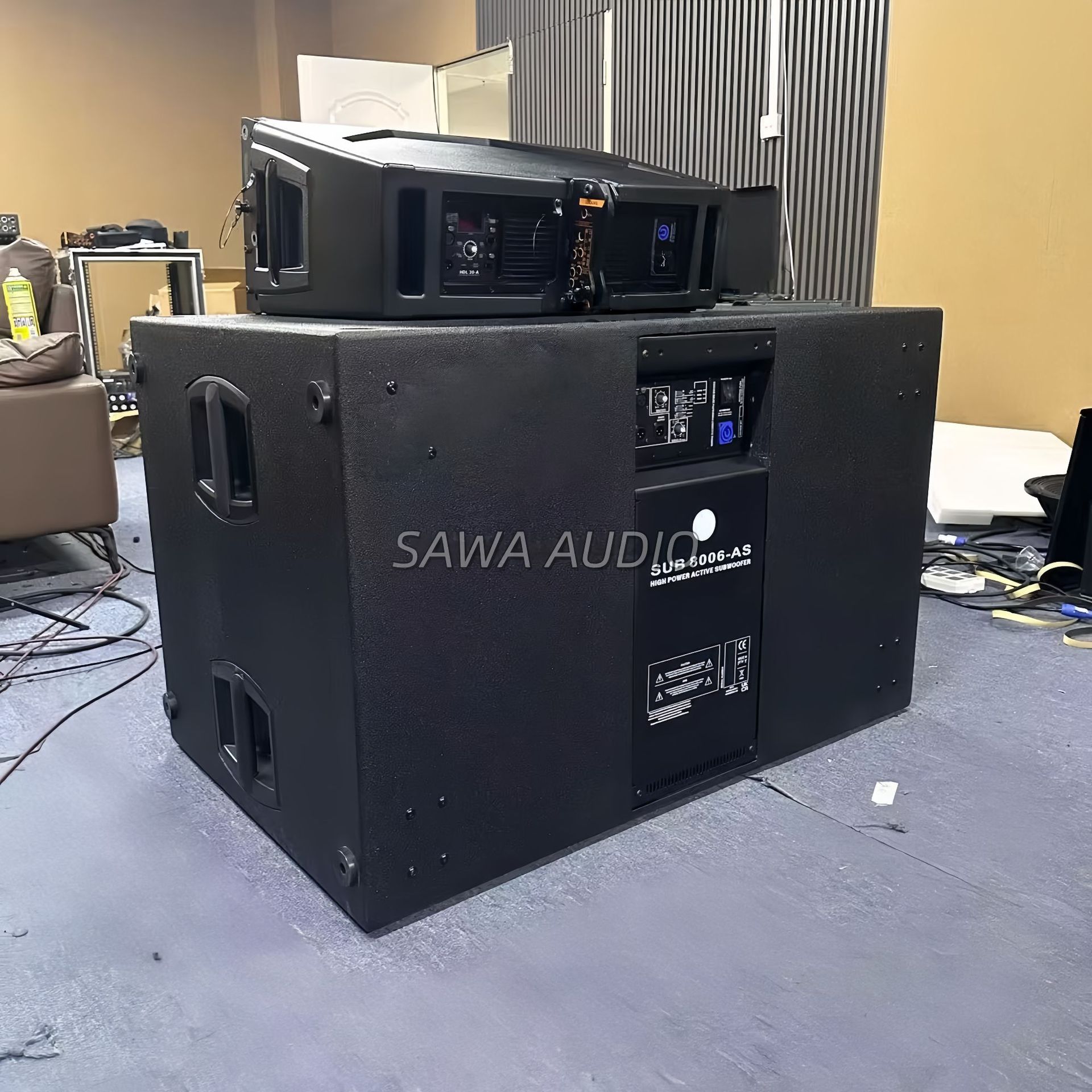 Dual 18 pulgadas linear matriz de sonido subwoofer profesional al aire libre subwoofer de alta potencia rendimiento de escenario