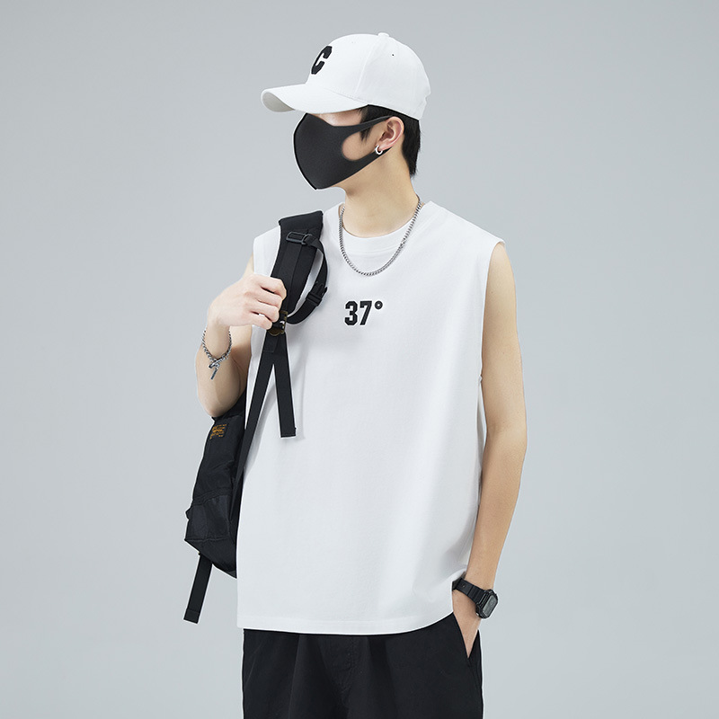 2023 New Fashion Brand Men's Summer Sports Pure Cotton Outer Wearing Vest White Black Women's Sleeveless Base Loose