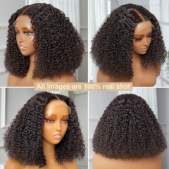 ヨーロッパとアメリカの女性のフロントレースウィッグ黒中間細管ショートカーリーヘア小巻化学繊維高温シルクヘッドギア