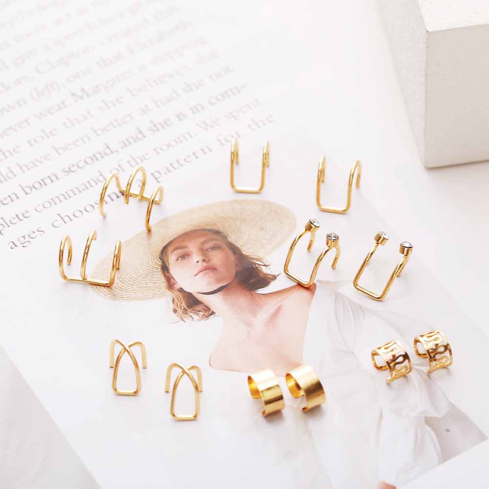 6g Weight Earrings Classification Housewarming, Anniversary, Business, Wedding, Travel, Birthday, Festival Occasion Alloy Material Women'S Gender Plating Design Exaggerated Style Simple Geometric Twisted Circle Ear Clip 12-piece Set Wholesale Nihaojewelry 4