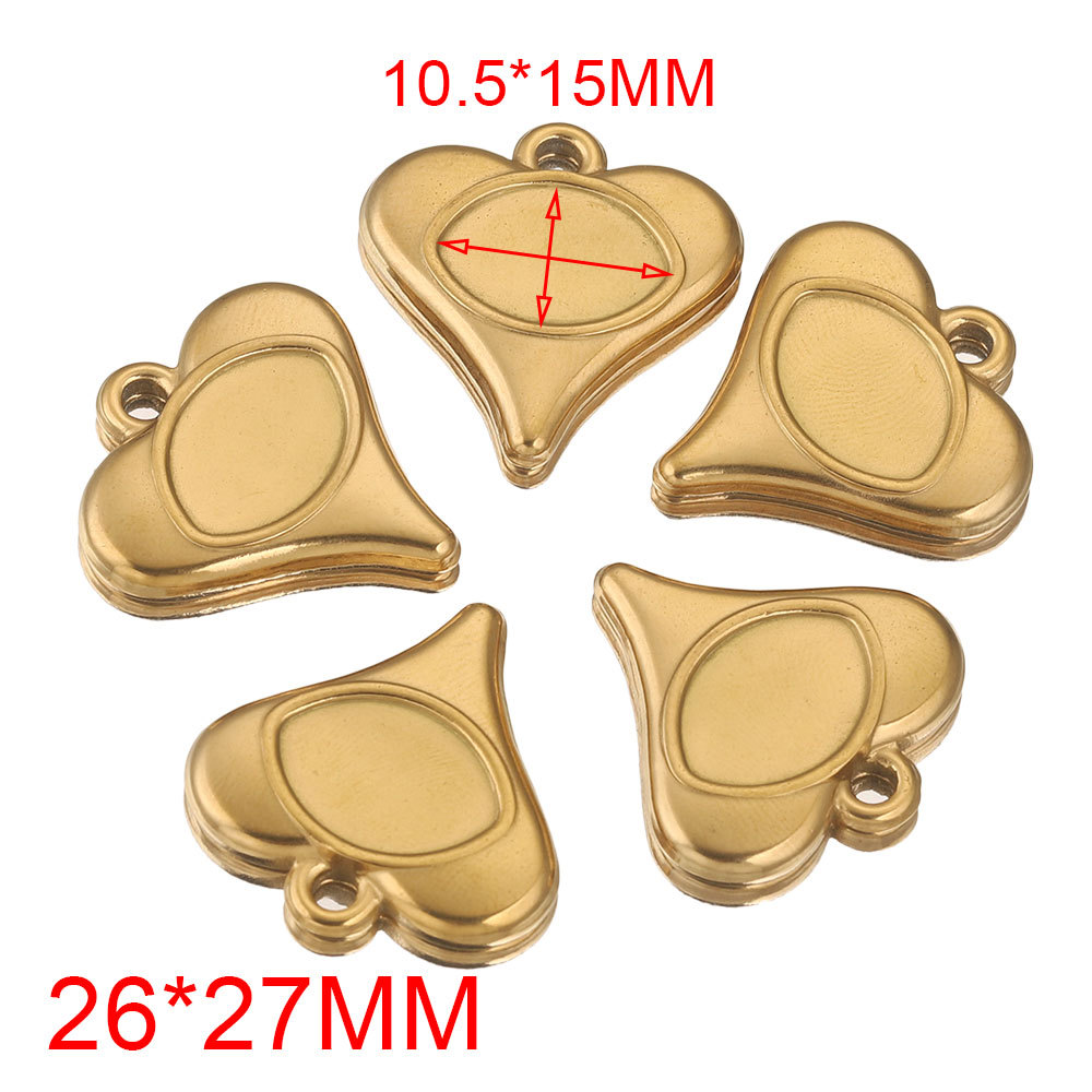 Charms Classification 1 Piece Quantity 1 Piece 304 Stainless Steel PVD Coated Real Gold Plated Heart Shape Pendant Charms