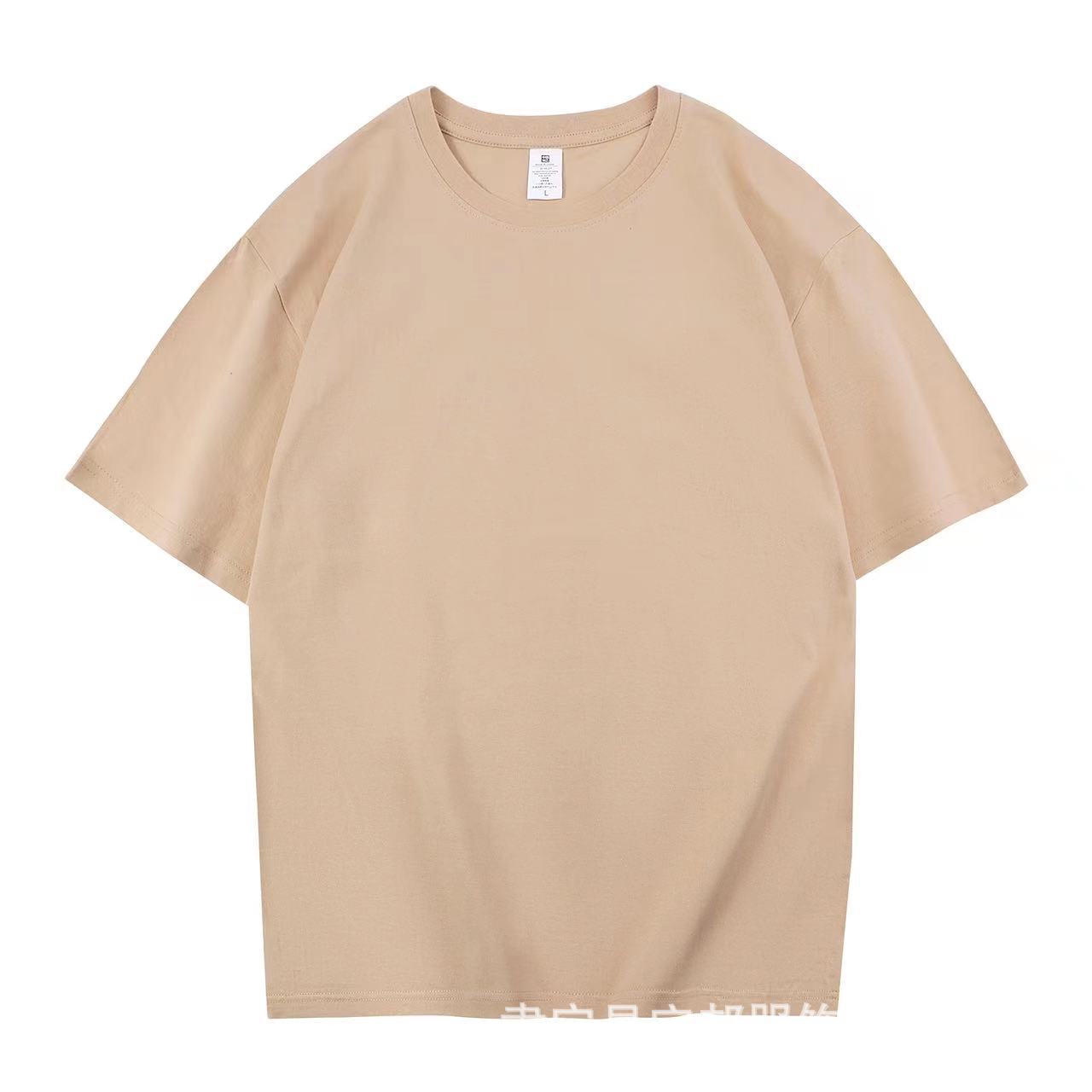 Camiseta de Hombre de Algodón Puro de 210g, Cuello Redondo, Manga Corta, Estilo Veraniego, Hombros Caídos, Holgada, Informal, Moderna, Versátil, Color Sólido