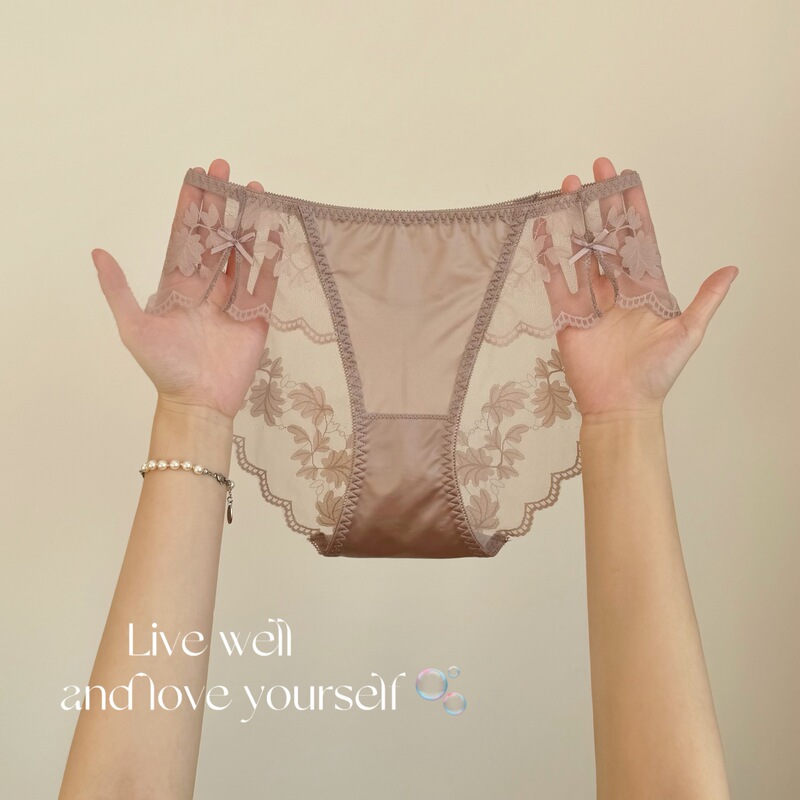 Floral Delight~ Sexy Pure Desire Lace Panties for Women with High Slits, Jacquard Transparent Temptation, Comfortable Hip-Hugging Briefs