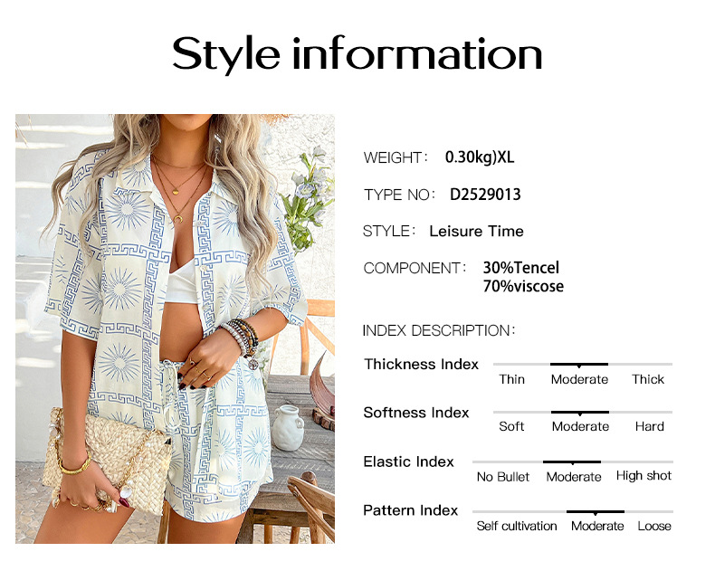 Ensemble boho femme avec haut manches courtes et short_voghion.com
