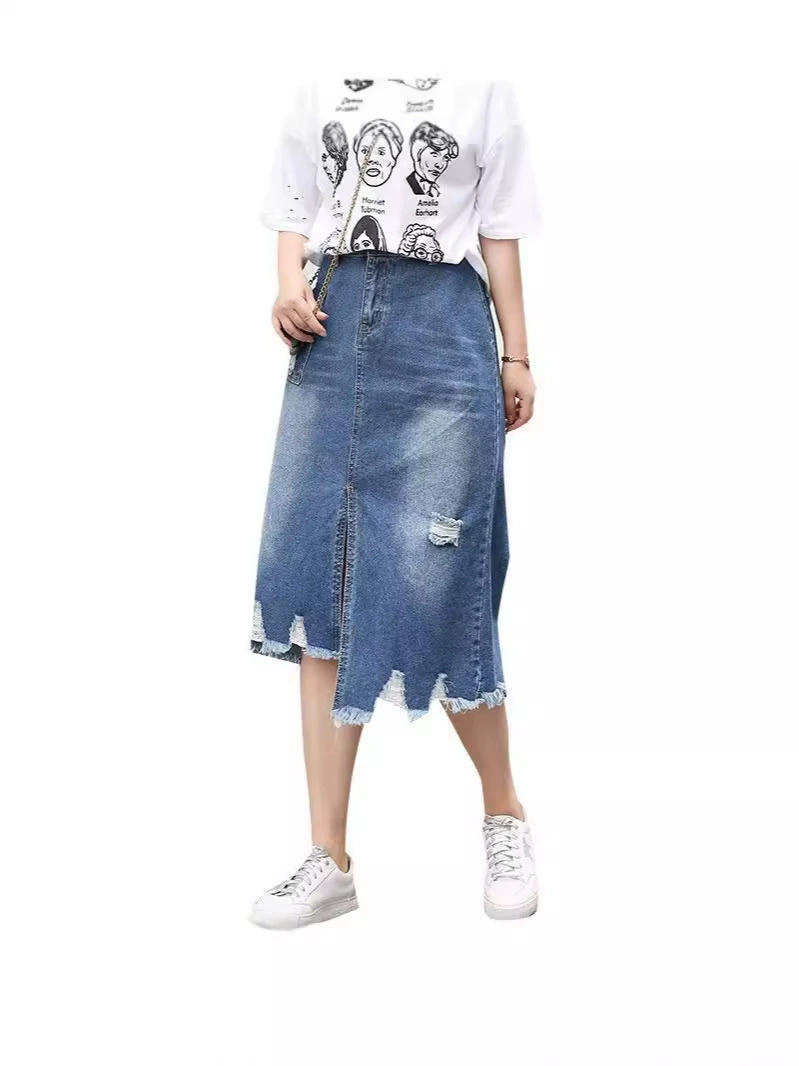 Экстра-лучшая Denim юбка, осень, плюс размер, эластичная талия