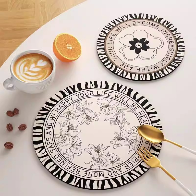 法式复古耐脏吸水杯垫家用硅藻泥隔热碗盘垫咖啡垫茶杯一件代发