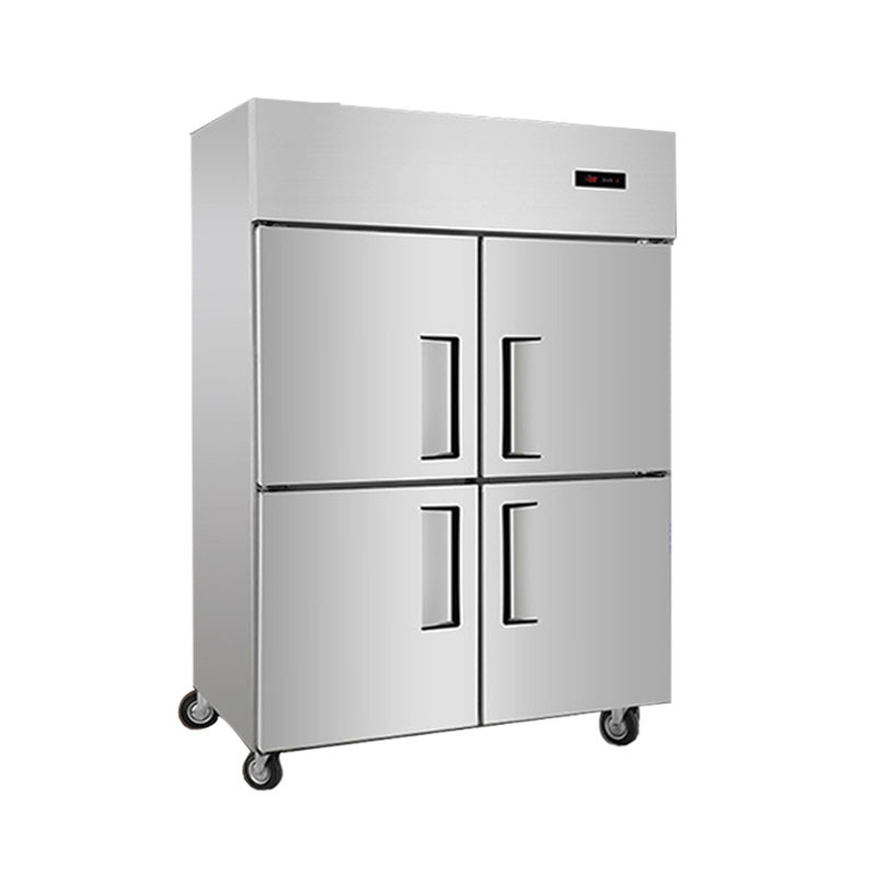 Refrigerador refrigerado por aire comercial de acero inoxidable vertical de cuatro puertas hotel cocina refrigerador refrigerador de doble temperatura refrigerador refrigerador