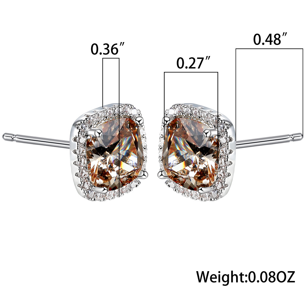 Fashion Geometric Copper Inlay Zircon Ear Studs 1 Pair