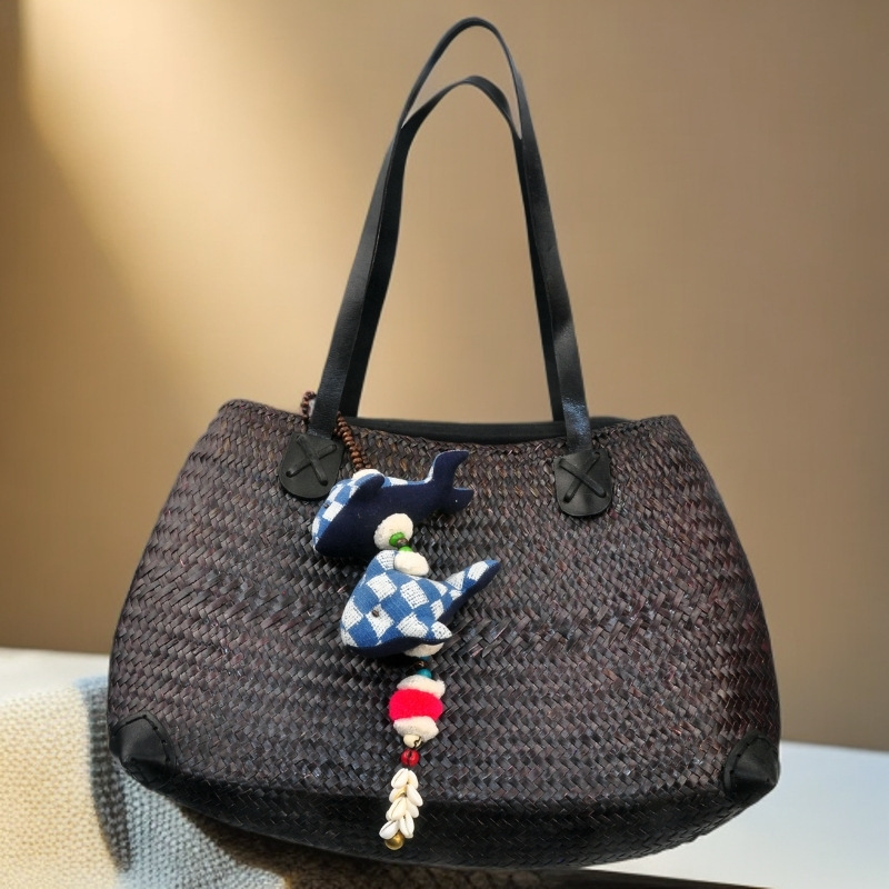 タイ手作り藍染め象キーホルダーエリア旅行記念ギフトかわいいバッグ衣類アクセサリーペンダント|undefined
