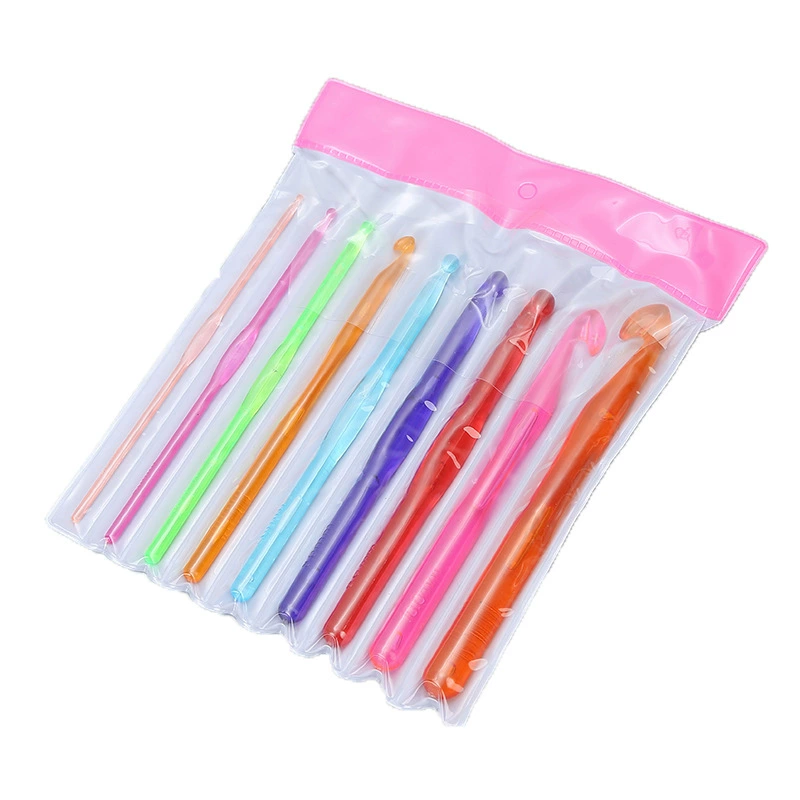 Amazon новый 9 цветных пластиковых прозрачных крючков кристалл крючком грубый шерстяной плетеный инструмент