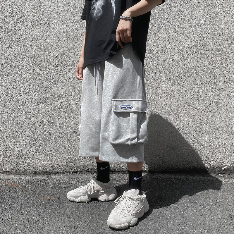 Summer Trendy Brand Casual Capri Pants Men's Trendy Wide Leg Straight Pants Hong Kong Style Workwear Loose Couple's New Pants All-match