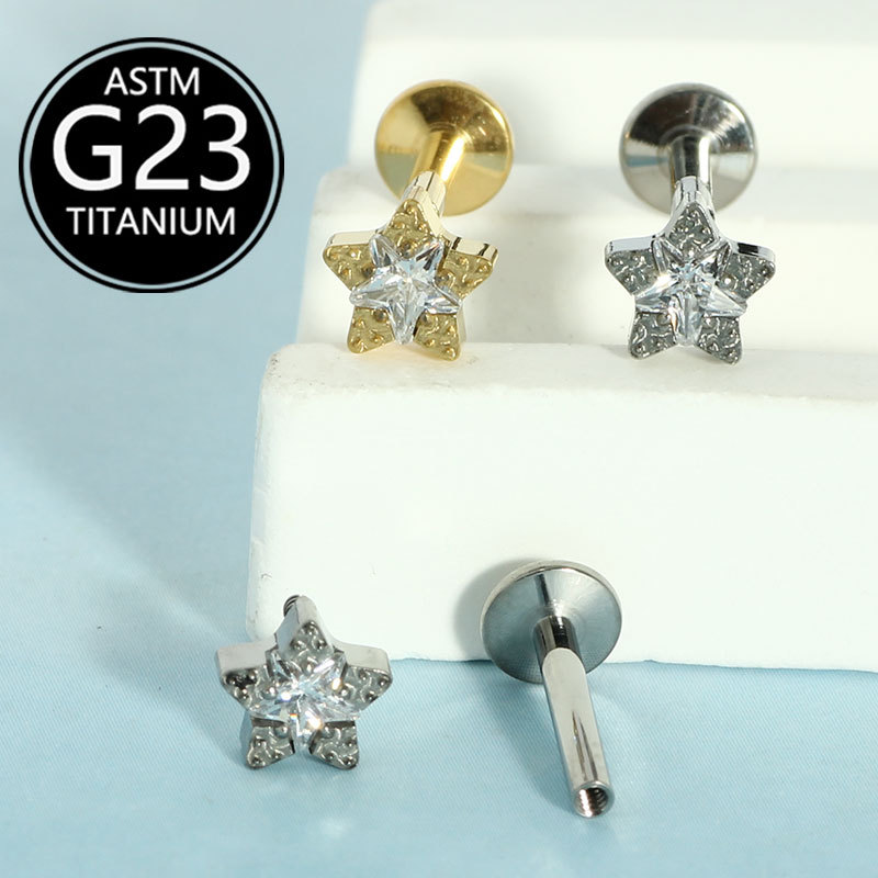 Pointed titanium steel lip stud product view