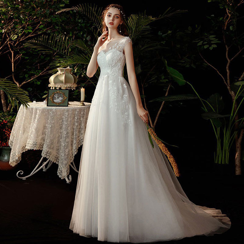 El Comercio exterior europeo y americano Amazon AliExpress desea estación independiente nuevo vestido de novia de encaje largo vestido de novia elegante