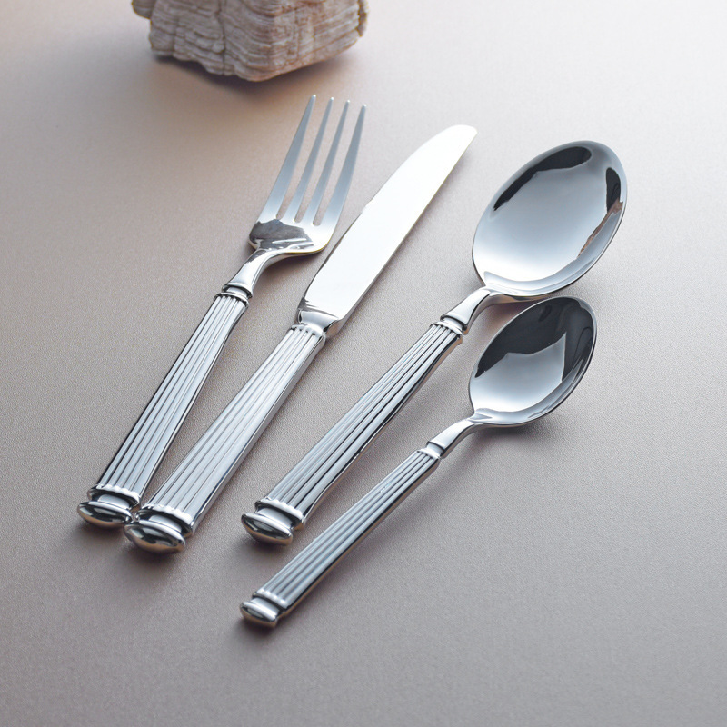 304 Stainless Steel Steak Knife and Fork Spoon Roman Pillar Handle Thickened Exquisite Handle Cake Dessert Advanced Western-style Tableware