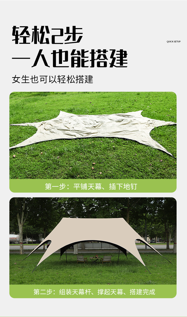 New Quick-Open Canopy Tent for Outdoor Camping 2026 New Model Camping Sunshade with Black Glue Coating New Style Sun Shelter