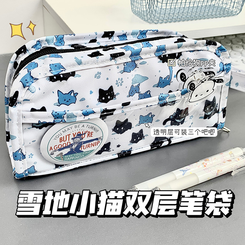 冬日kt印花多层痛包笔袋ins学生可爱大容量多功能少女文具收纳袋|undefined