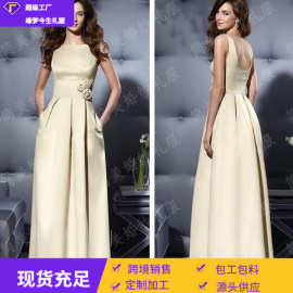 2026新娘伴娘结婚敬酒服宴会演出主持人修身显瘦香槟色晚礼服长款