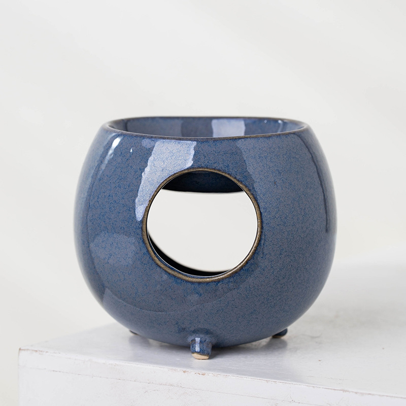 Yuanwang Ceramics Horno de gas de tres patas personalizado Perla/Vela de esmalte de arena gruesa Aromaterapia de cerámica Lámpara de aceite refinado Horno de té image 9