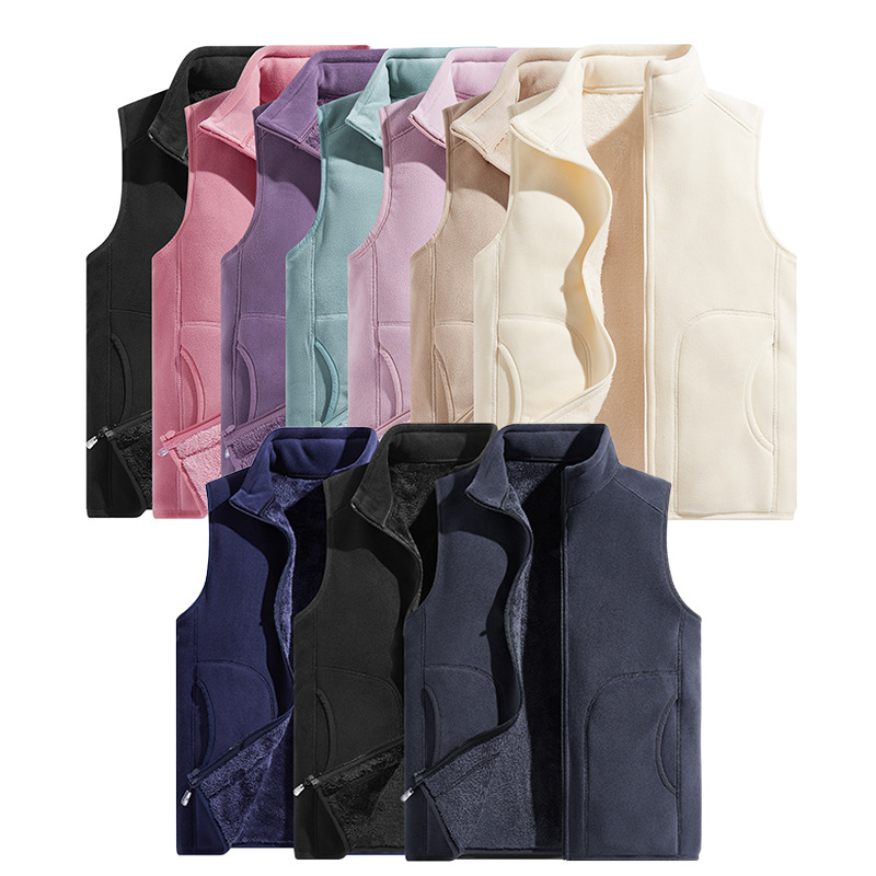 Chaleco polar reversible y grueso para otoño e invierno, chaleco de trabajo polar para hombre para exteriores con impresión de logotipo personalizado