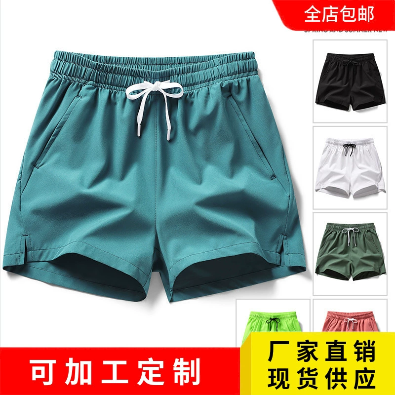 Новые шорты мужские скоростные сухие свободные пять очков молодежные спортивные повседневные брюки мужские тонкие трансграничные ледяные шелковые пляжные штаны