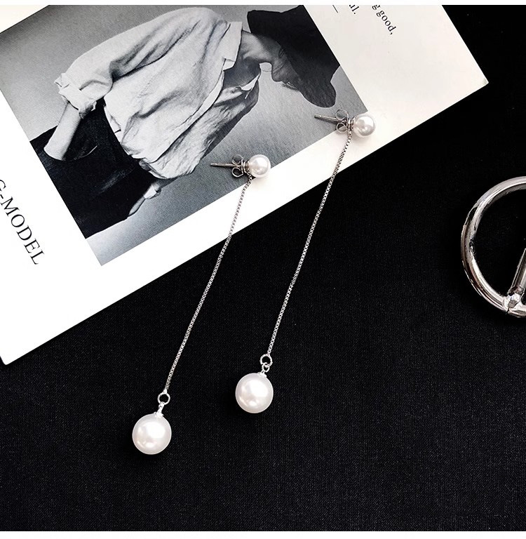 All Seasons Season 1 Pair 925 Sterling Silver Imitation Pearl Geometric Drop Earrings