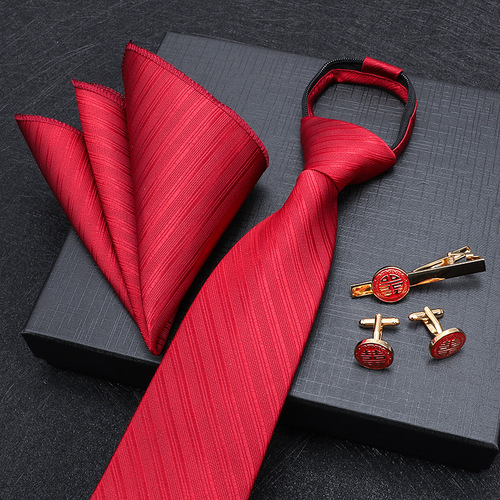 Red tie wedding groom formal wear men's zipper-style knot-free bow tie men's wedding groom groomsman bow tie