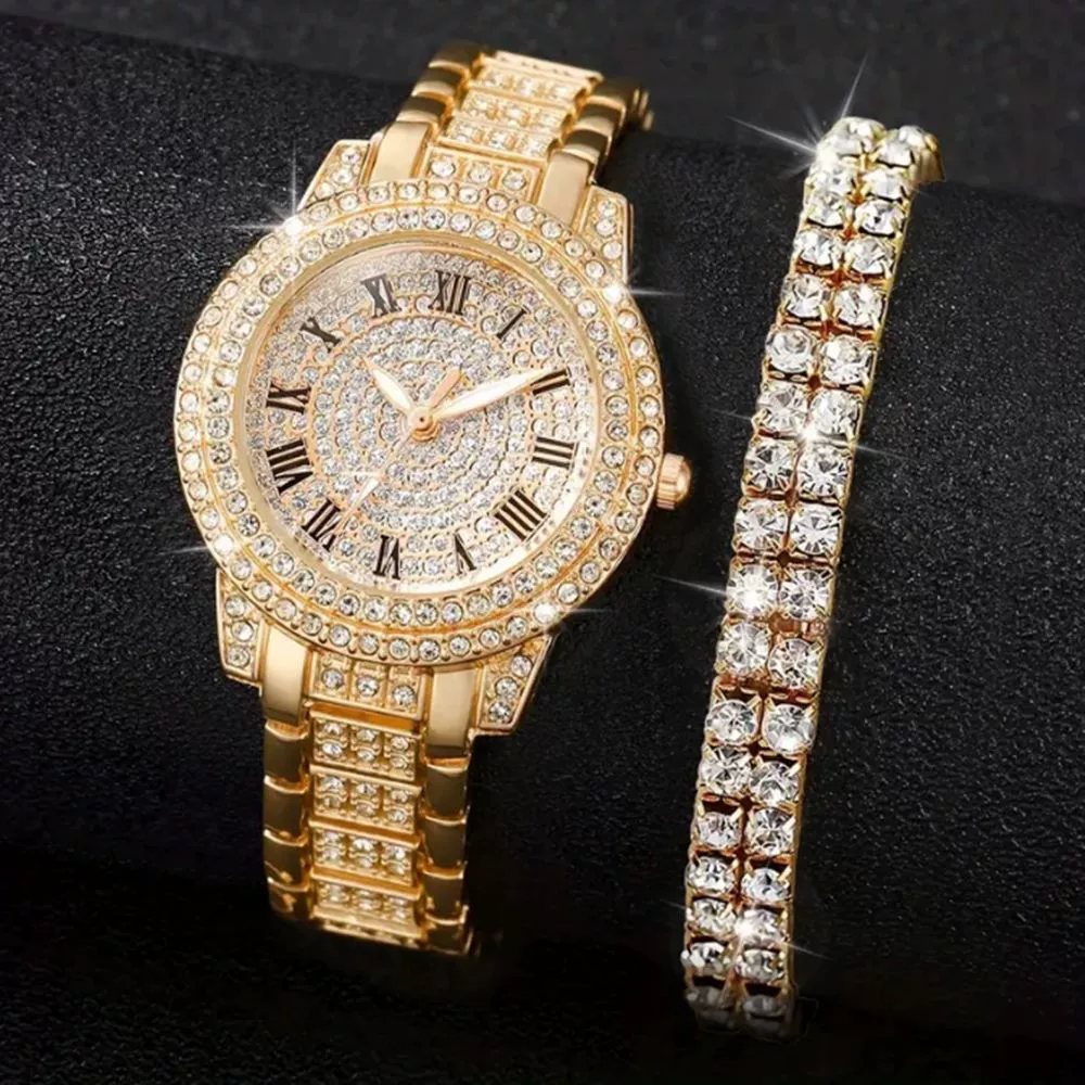 TikTok, часы, циферблат, инкрустирован diamonds, маленький циферблат