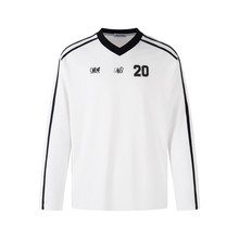 运动休闲长袖T恤美式街潮男士春秋三条杠拼接V领宽松休闲体恤上衣