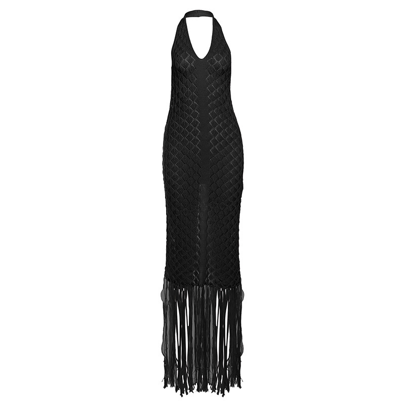 Summer Beach Dress Sexy Sheer Knit Fabric Solid Color Lightweight Comfortable Wholesale Available