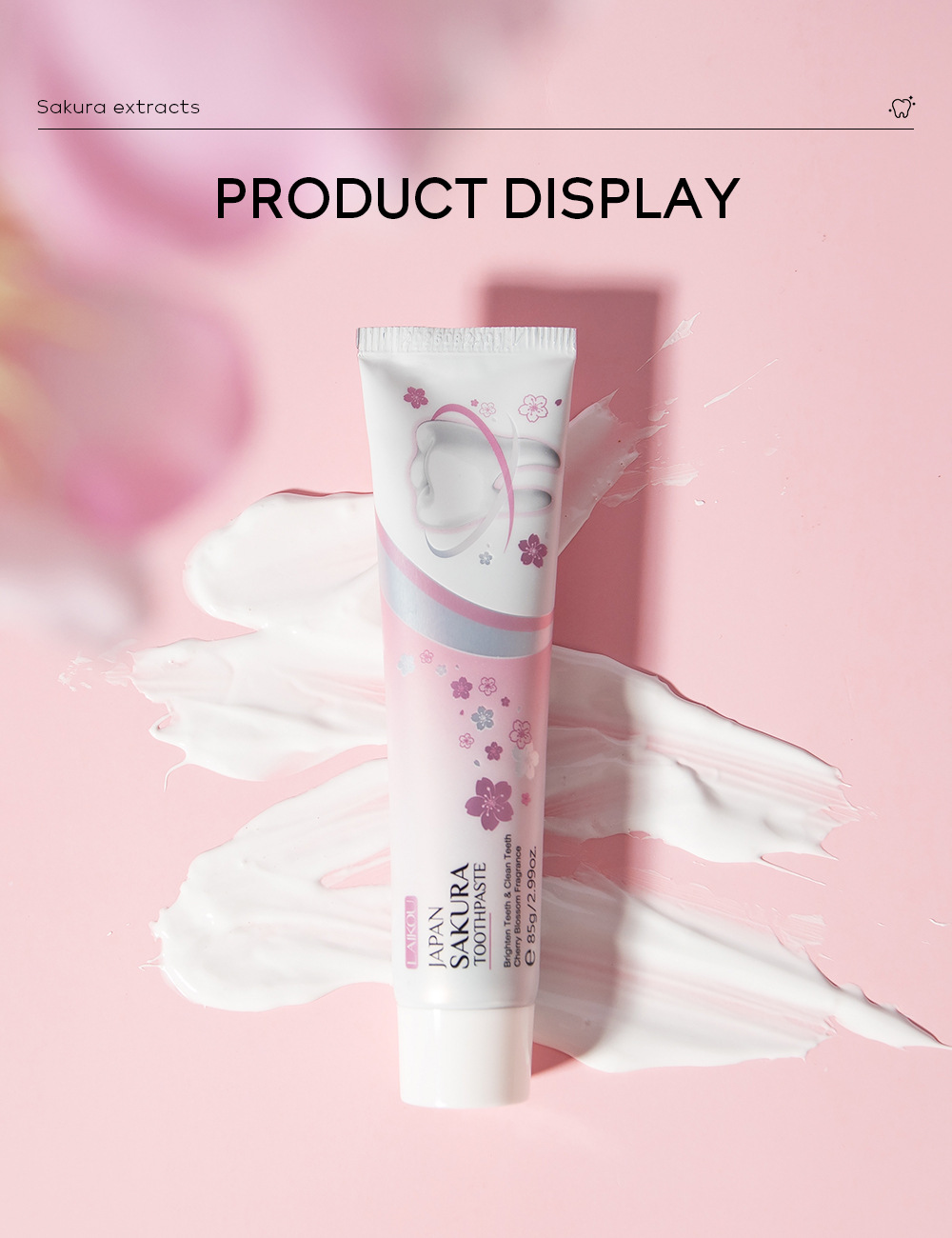 Cross-border Laikou Sakura Toothpaste 85g freshens breath, removes stains and cleans teeth. Factory wholesale in stock undefined